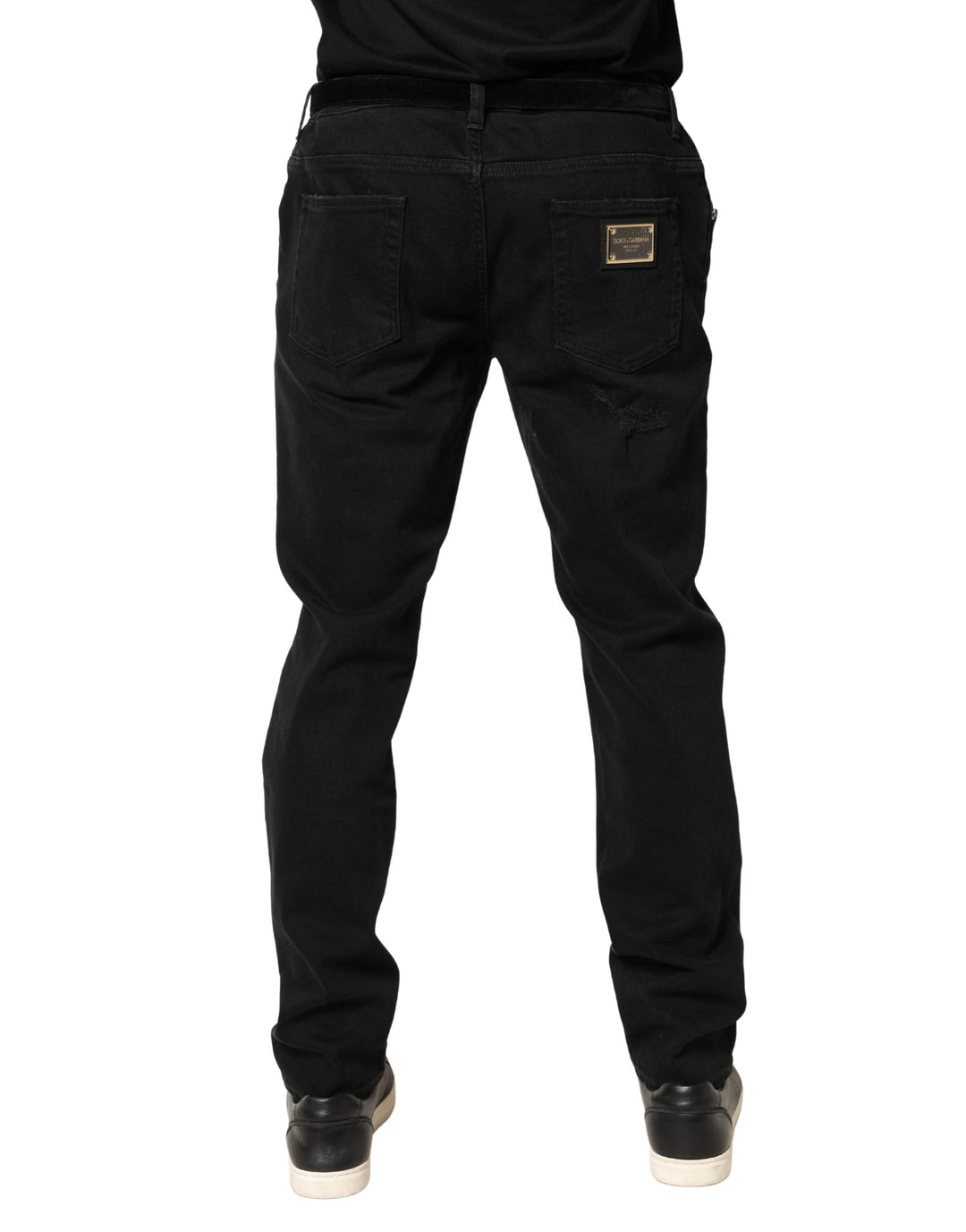 Dolce &amp; Gabbana Black Tattered Skinny Cotton Denim Jeans