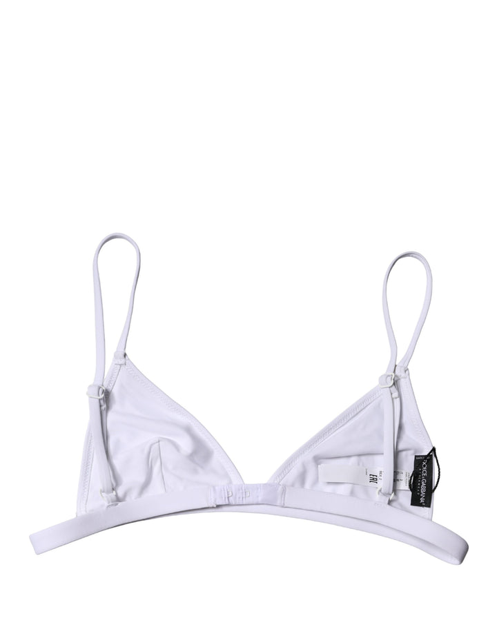 Dolce &amp; Gabbana Top White Nylon Triangle Swimwear Beachwear Bikini