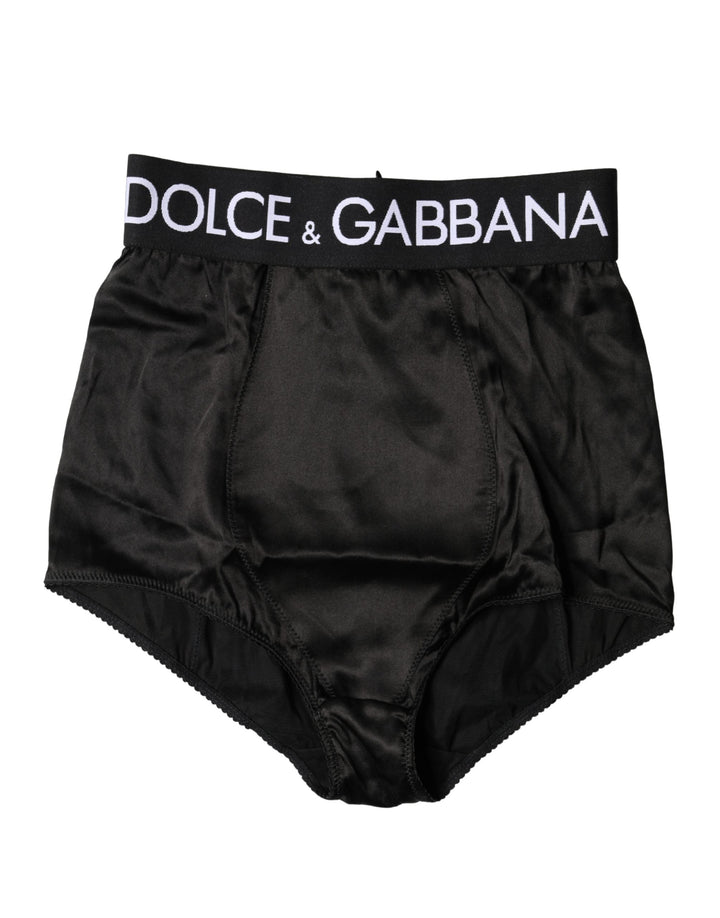 Dolce &amp; Gabbana Black Logo Girdle High Waist Panty  Underwear