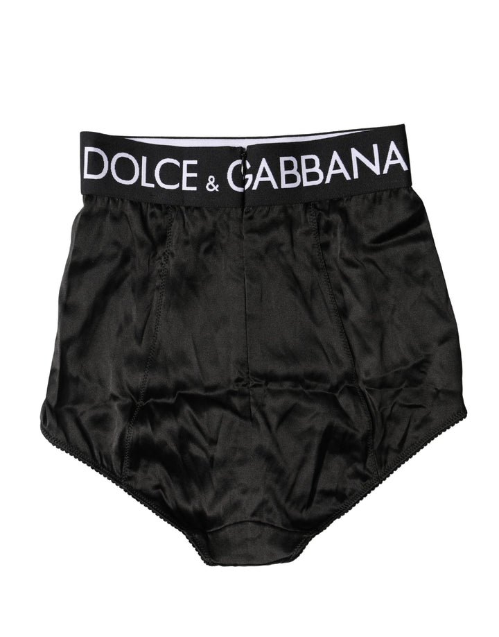 Dolce &amp; Gabbana Black Logo Girdle High Waist Panty  Underwear