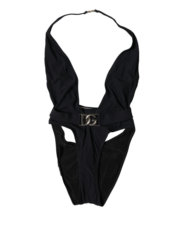 Dolce &amp; Gabbana Black DG Nylon One-Piece Swimsuit Swimwear