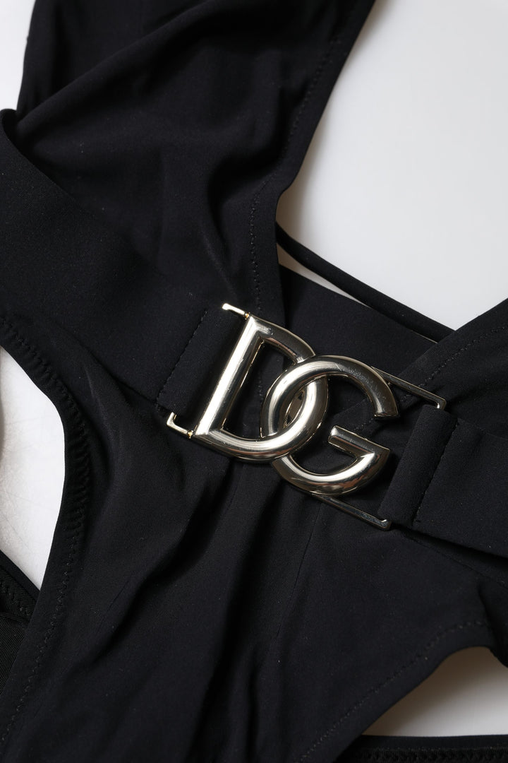 Dolce &amp; Gabbana Black DG Nylon One-Piece Swimsuit Swimwear