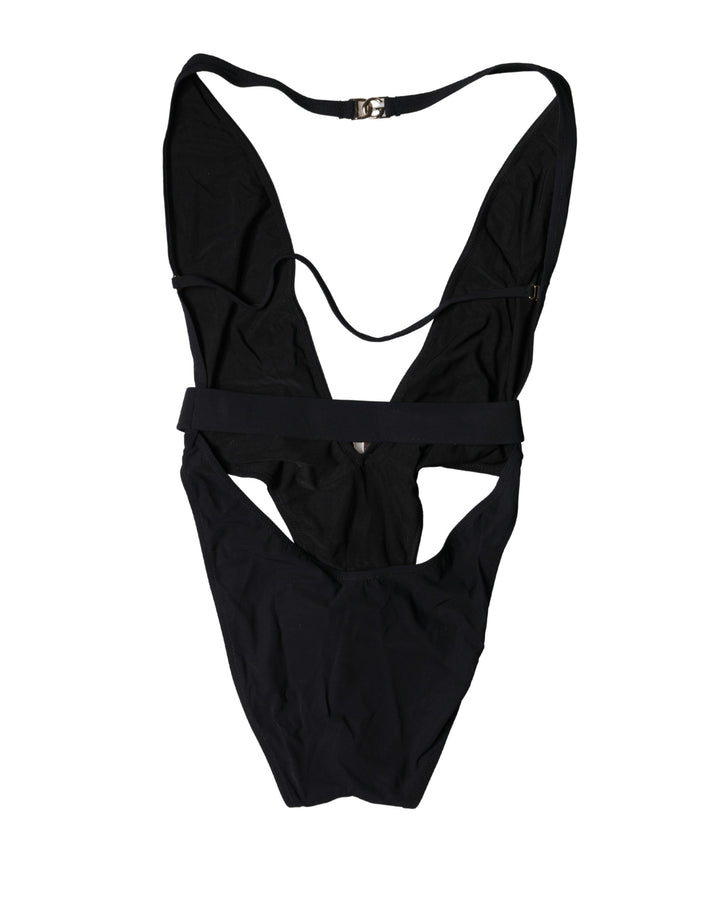 Dolce &amp; Gabbana Black DG Nylon One-Piece Swimsuit Swimwear