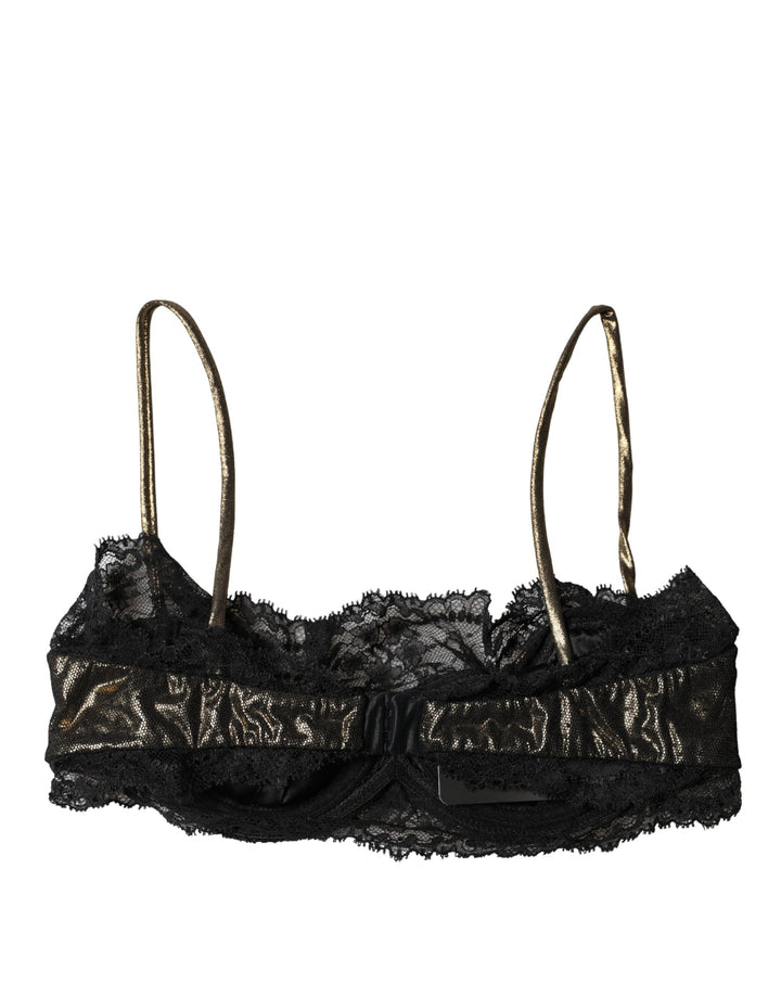Dolce &amp; Gabbana Black Silk Underwired Balconnet Bra Underwear