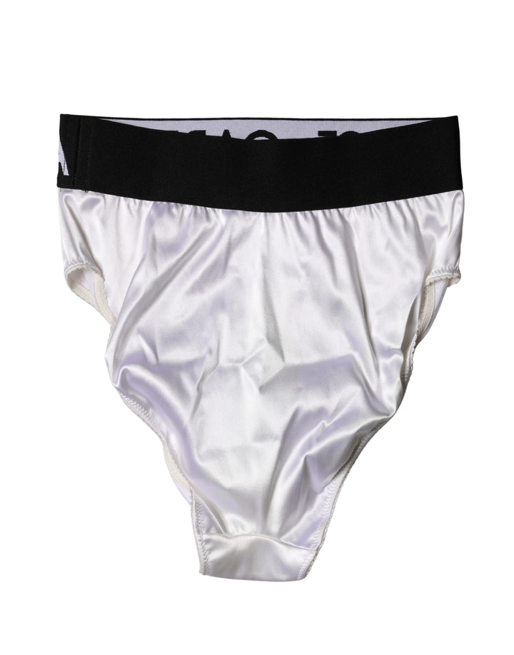Dolce &amp; Gabbana White Logo Brief High Waist Panty Underwear