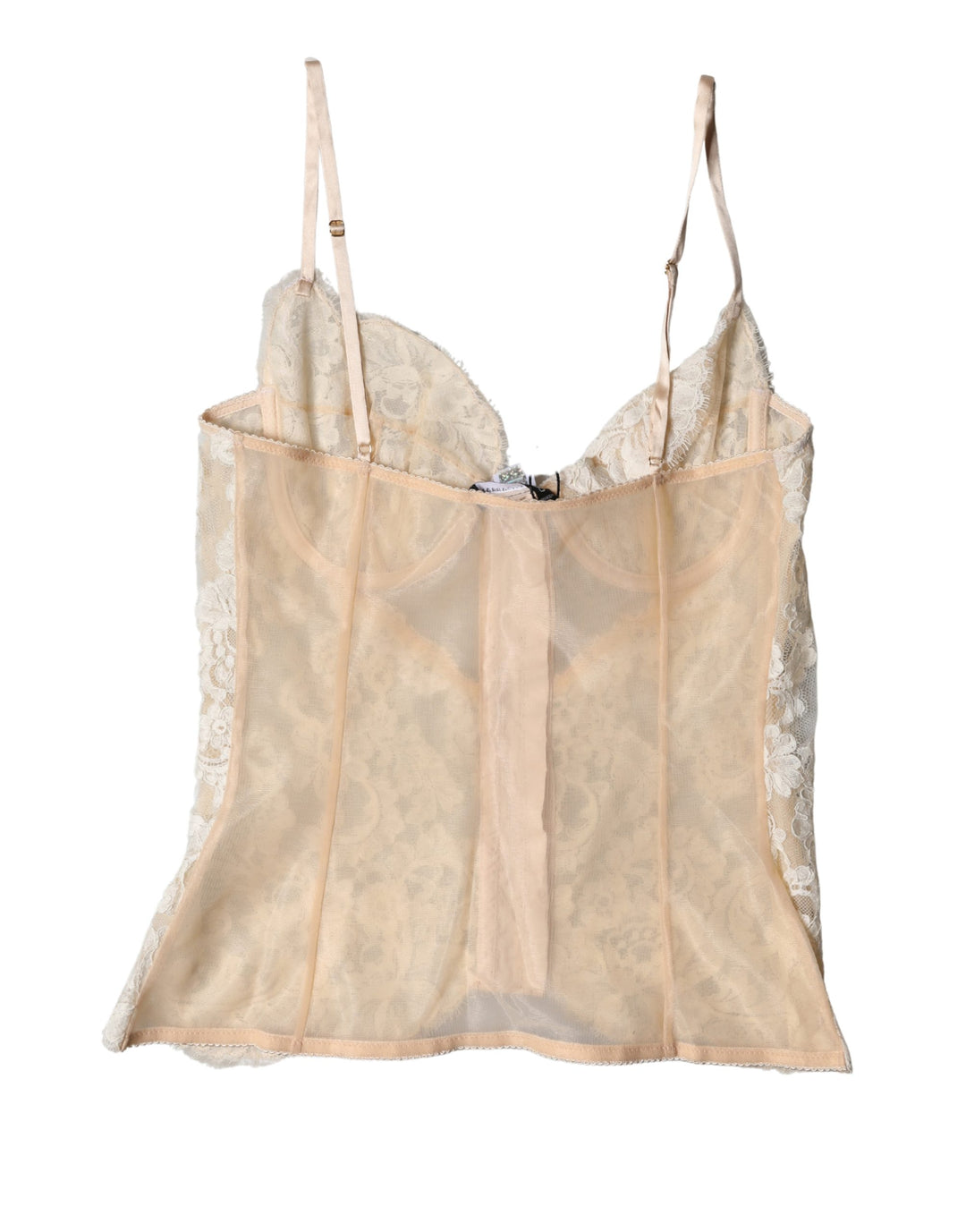 Dolce &amp; Gabbana Beige Floral Lace Corset Lingerie Underwear