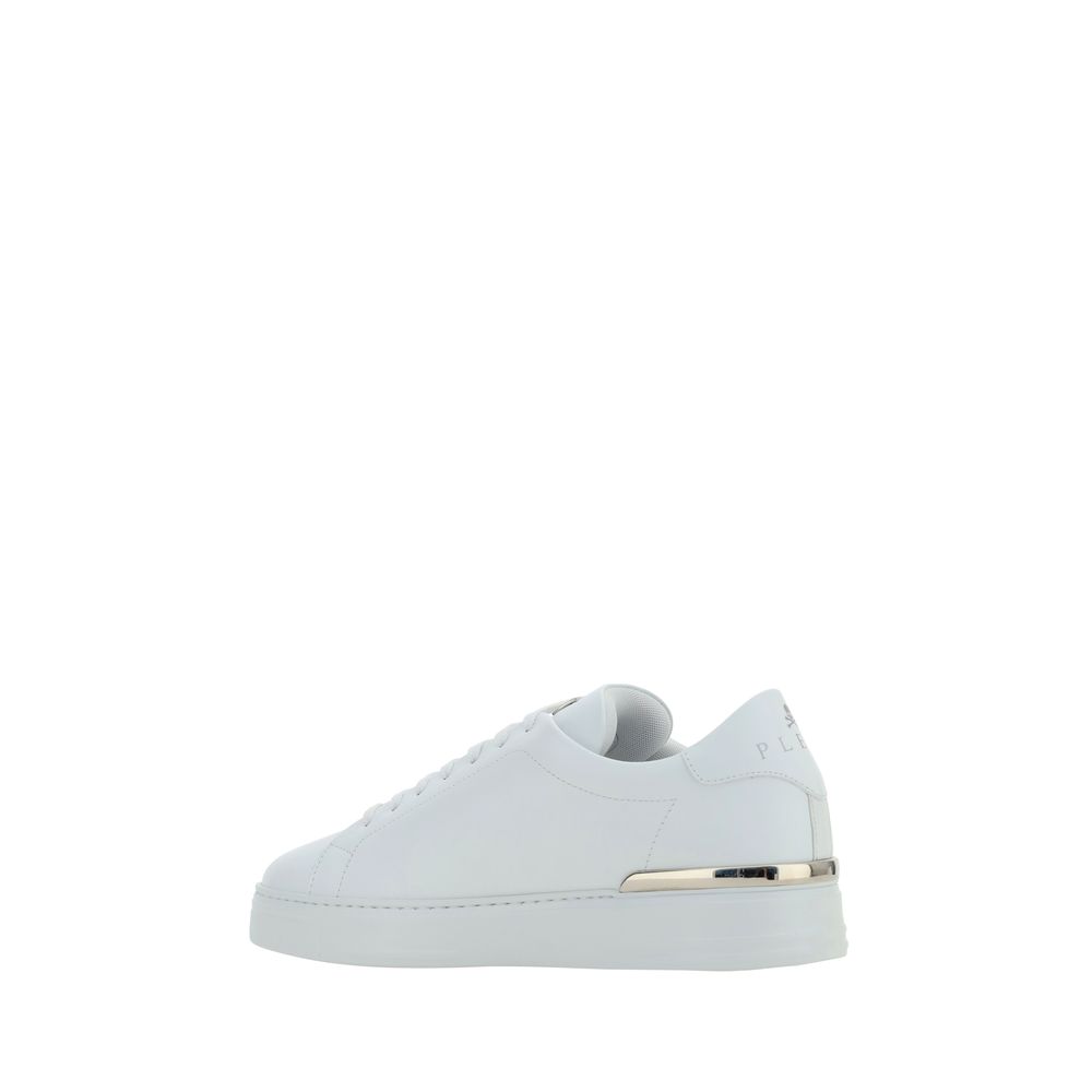 Philipp Plein White Calf Leather Bos Taurus Low Top Sneakers