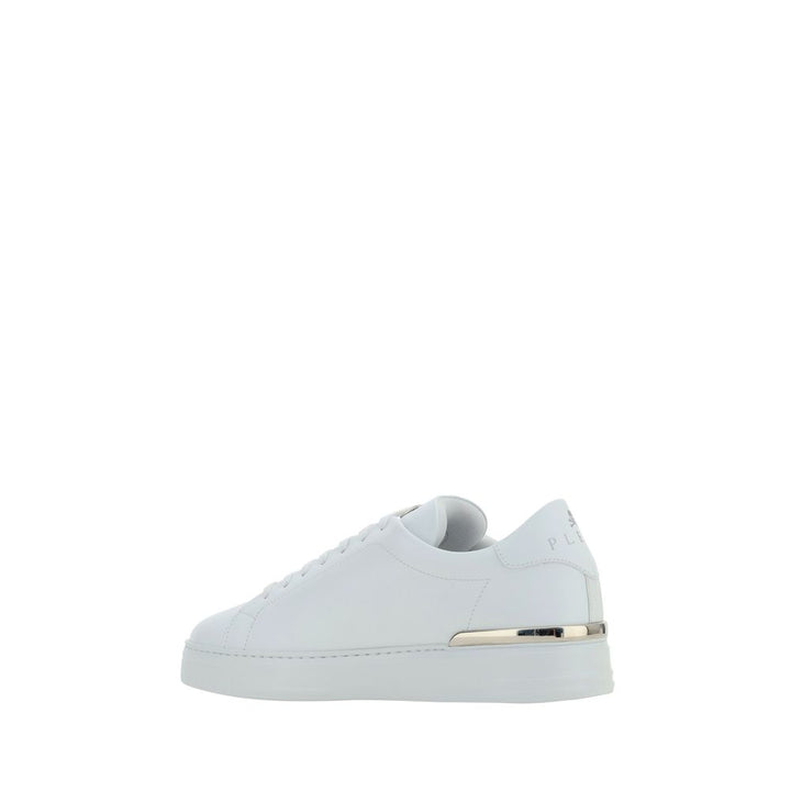 Philipp Plein White Calf Leather Bos Taurus Low Top Sneakers