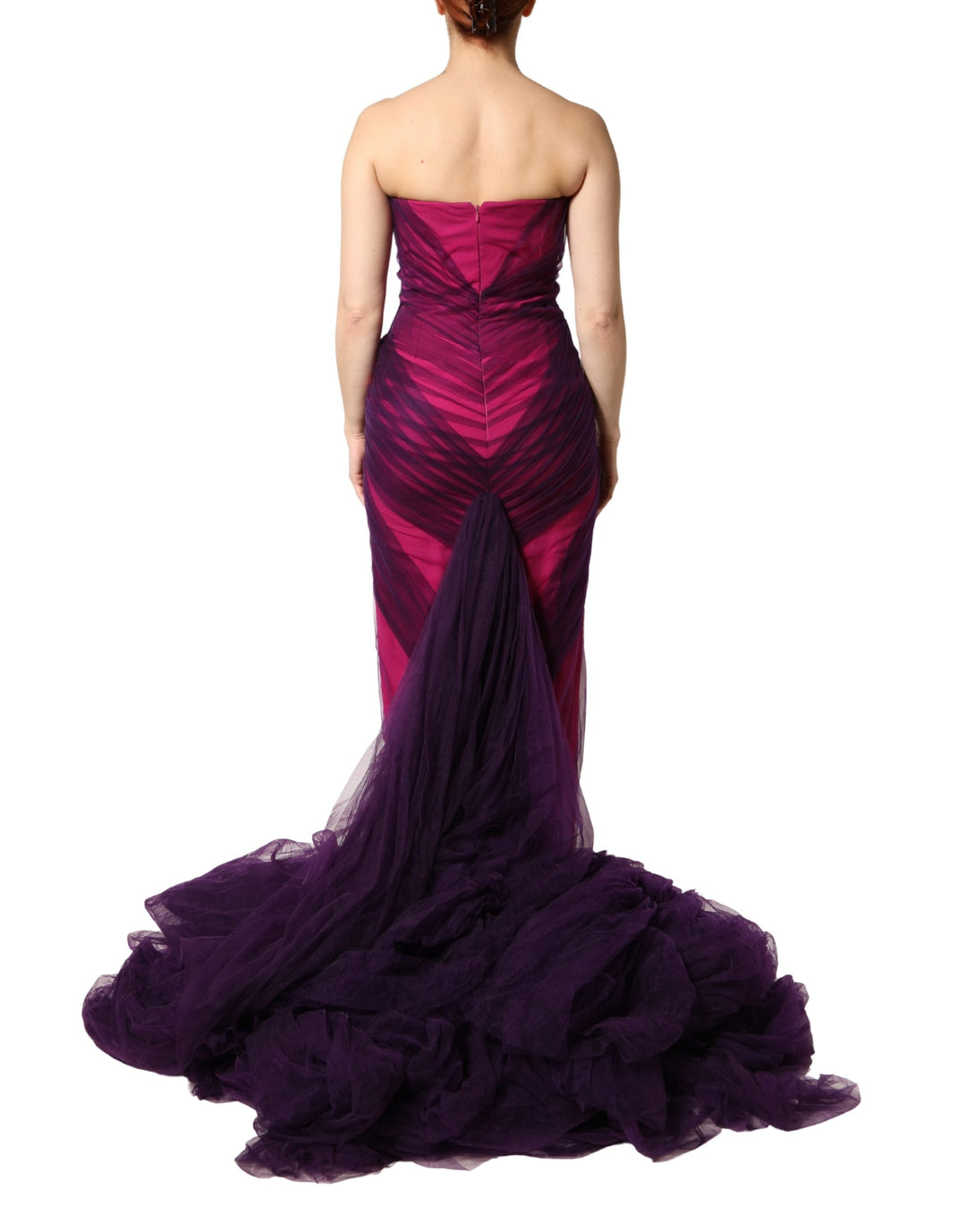 Dolce &amp; Gabbana Pink Black Strapless Sheath Mermaid  Dress
