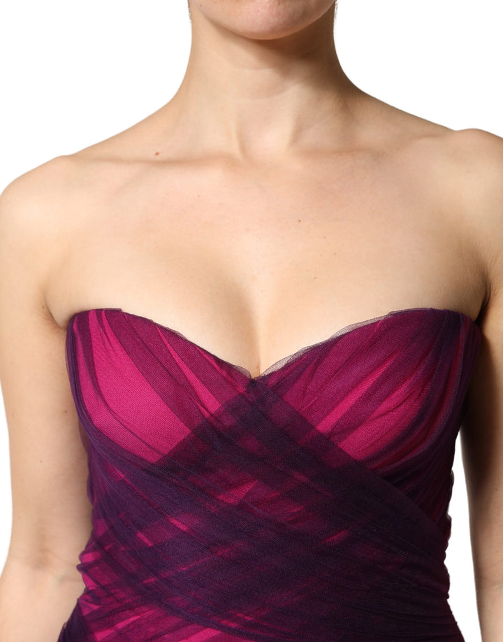 Dolce &amp; Gabbana Pink Black Strapless Sheath Mermaid  Dress