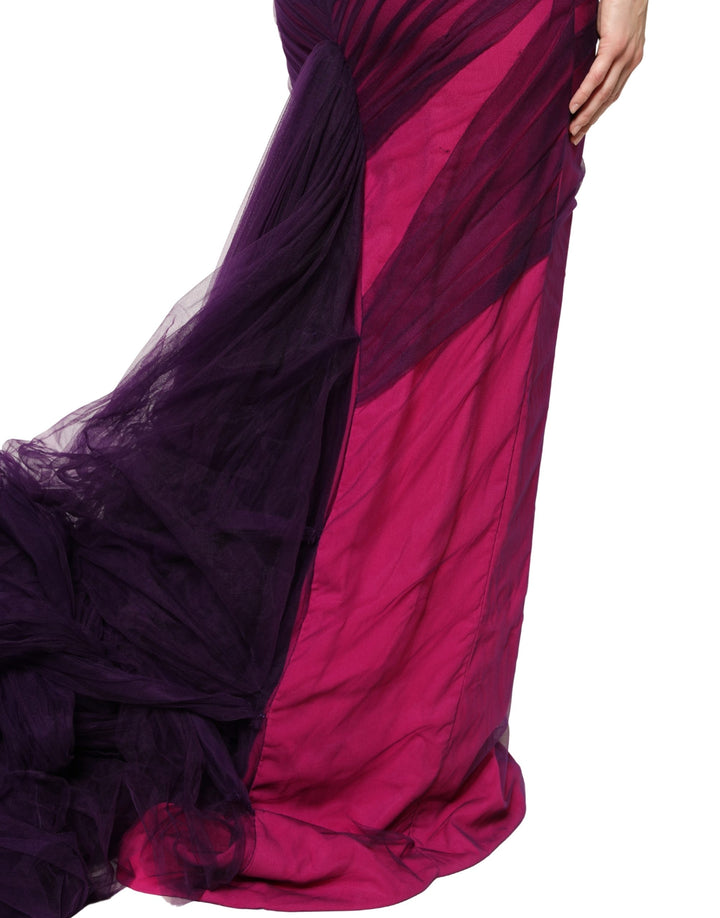 Dolce &amp; Gabbana Pink Black Strapless Sheath Mermaid  Dress