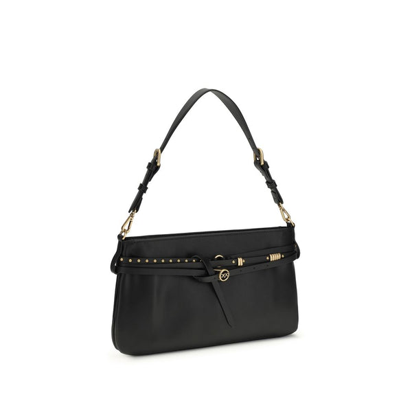 PINKO - Black Calf Leather Bos Taurus Shoulder Bag