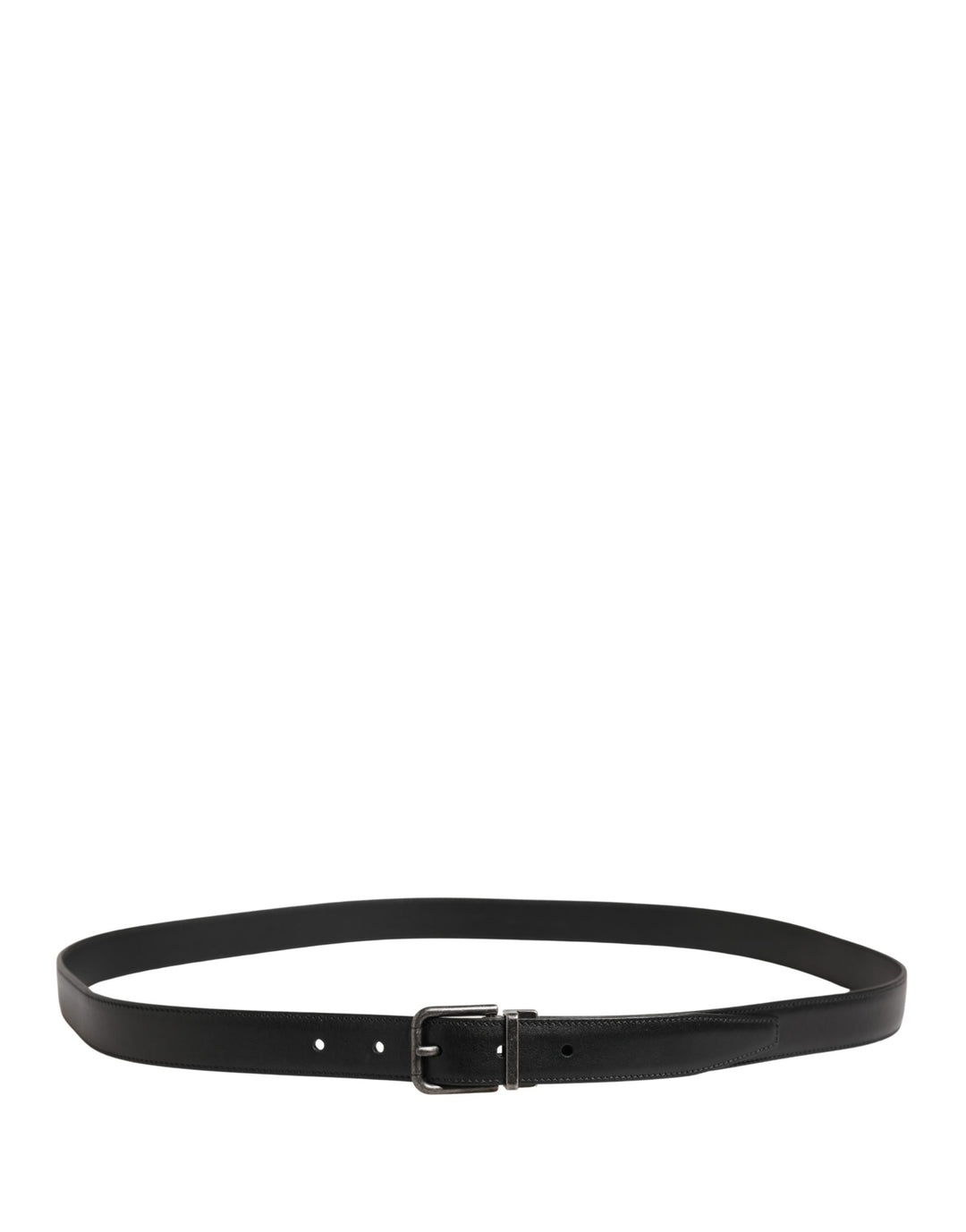 Dolce &amp; Gabbana Men Black Classic Leather Metal Buckle Belt