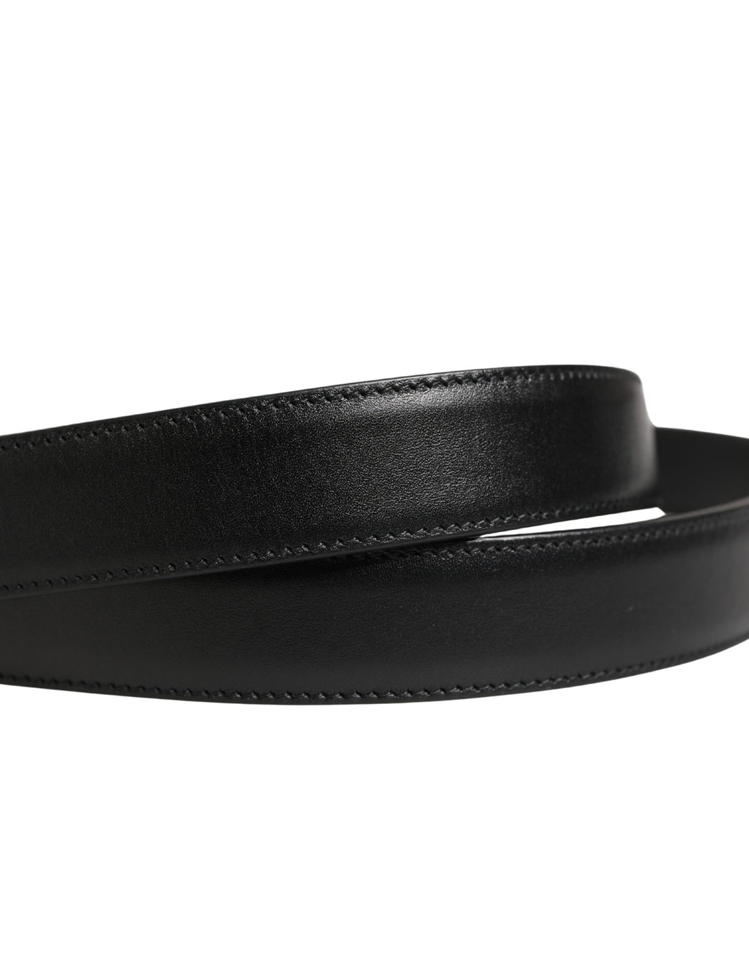 Dolce &amp; Gabbana Men Black Classic Leather Metal Buckle Belt