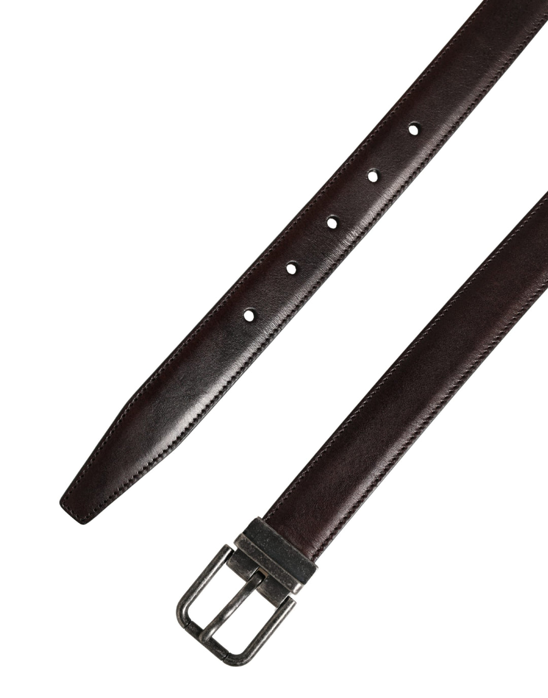 Dolce &amp; Gabbana Men Brown Classic Leather Metal Buckle Belt