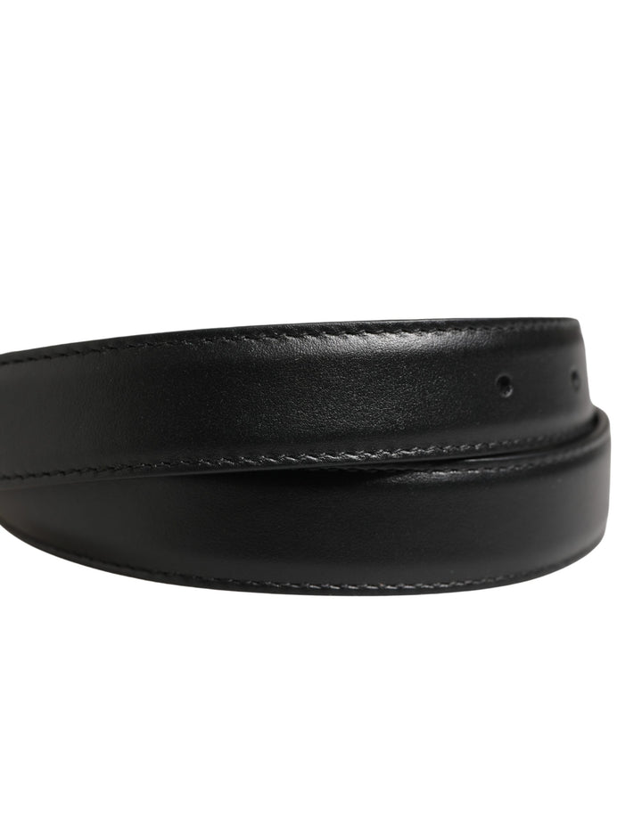 Dolce &amp; Gabbana Men Black Classic Leather Metal Buckle Belt