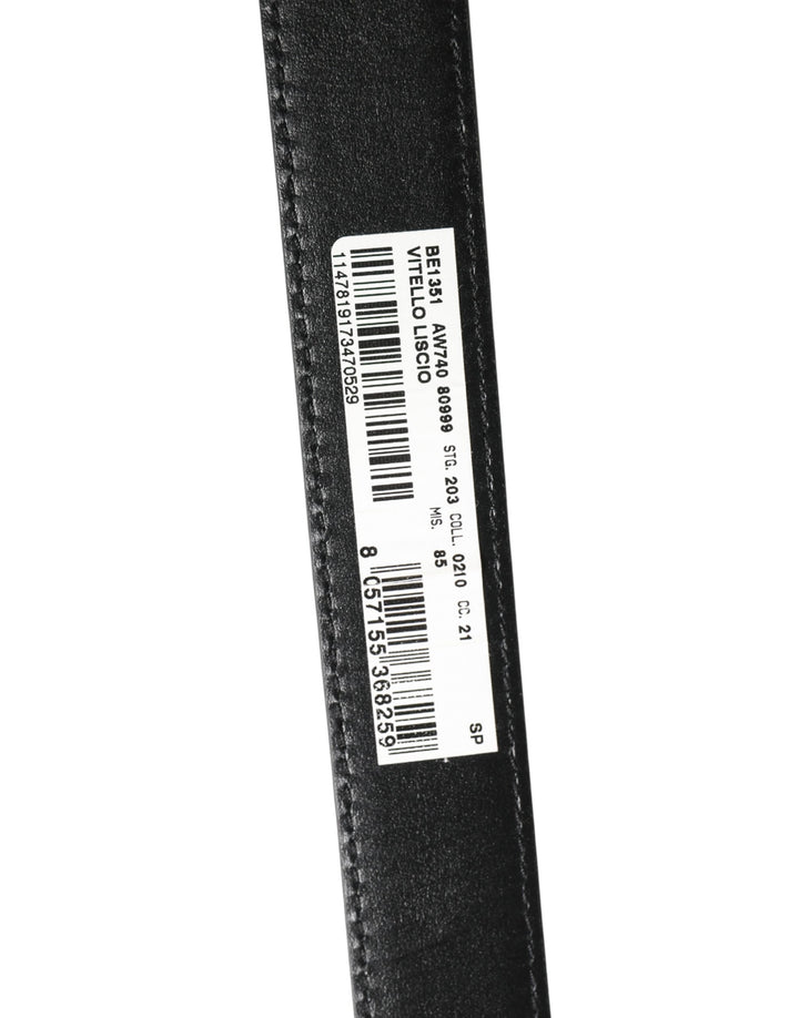 Dolce &amp; Gabbana Men Black Classic Leather Metal Buckle Belt