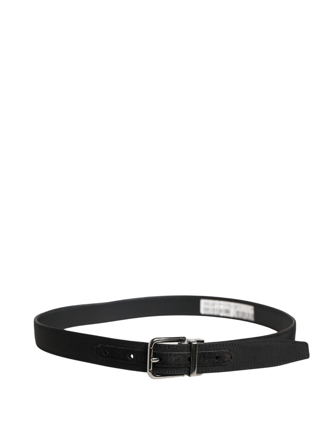 Dolce &amp; Gabbana Men Black Viscose Leather Metal Buckle Belt