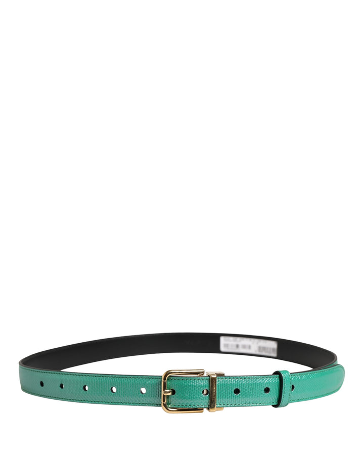 Dolce &amp; Gabbana Men Green Classic Leather Metal Buckle Belt