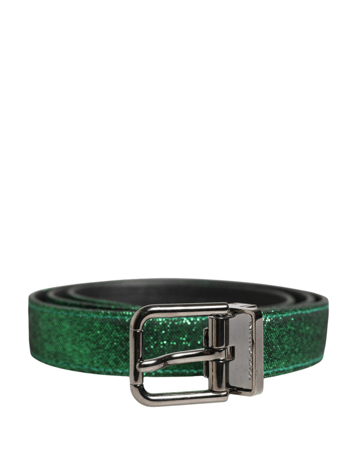 Dolce &amp; Gabbana Men Green Lurex Polyester Metal Buckle Belt