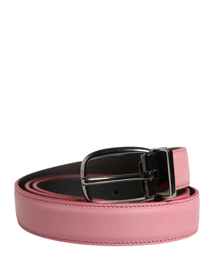Dolce &amp; Gabbana Men Pink Classic Leather Metal Buckle Belt