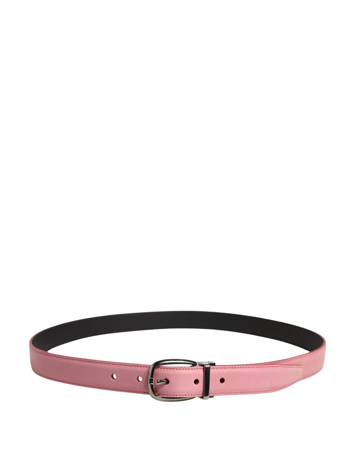 Dolce &amp; Gabbana Men Pink Classic Leather Metal Buckle Belt