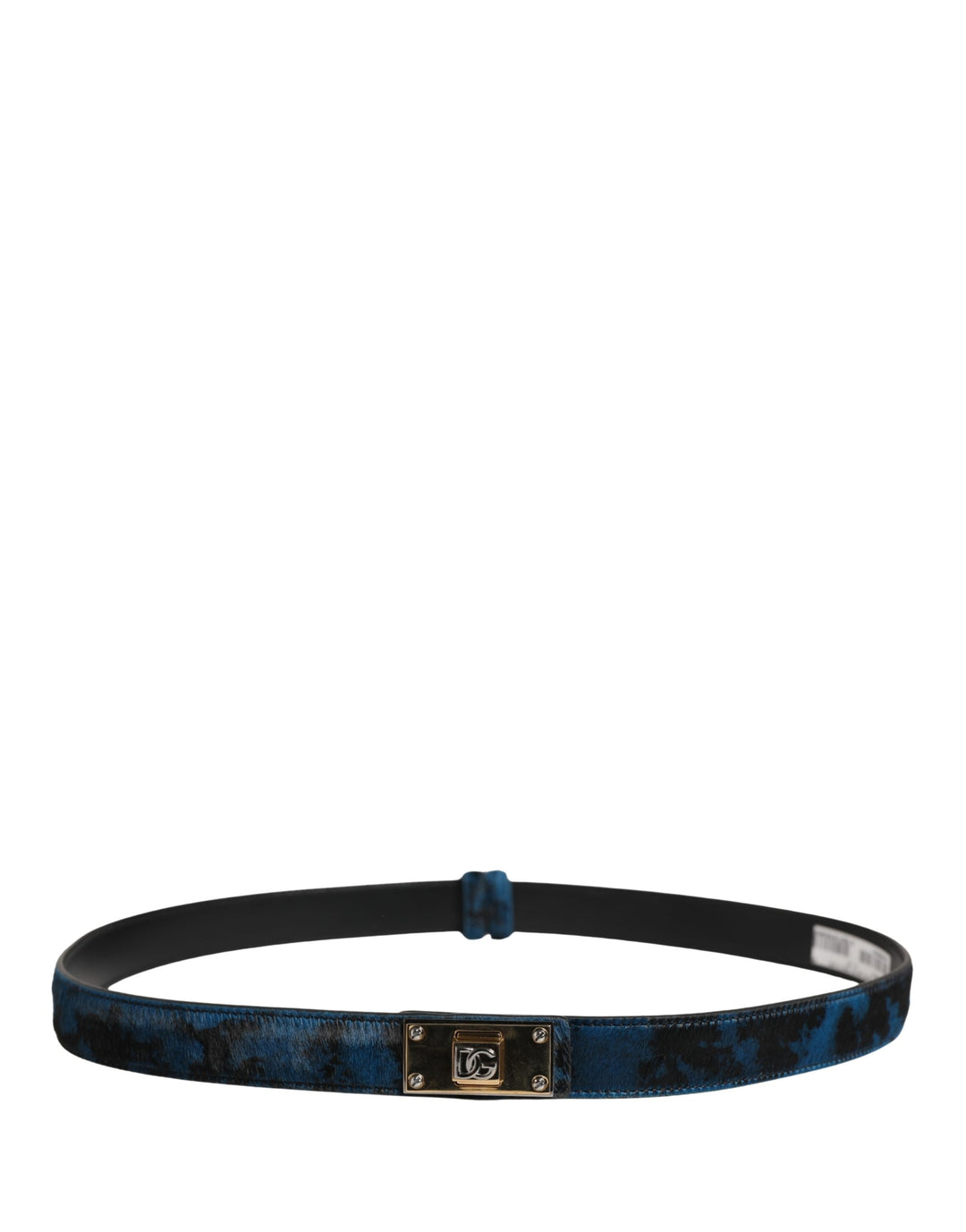 Dolce &amp; Gabbana Men Blue Calf Leather Logo Metal Buckle Belt