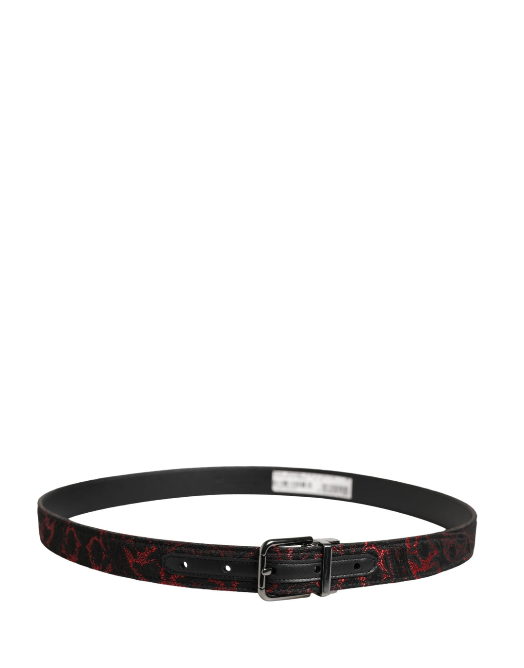 Dolce &amp; Gabbana Black Red Polyester Silver Metal Buckle Belt