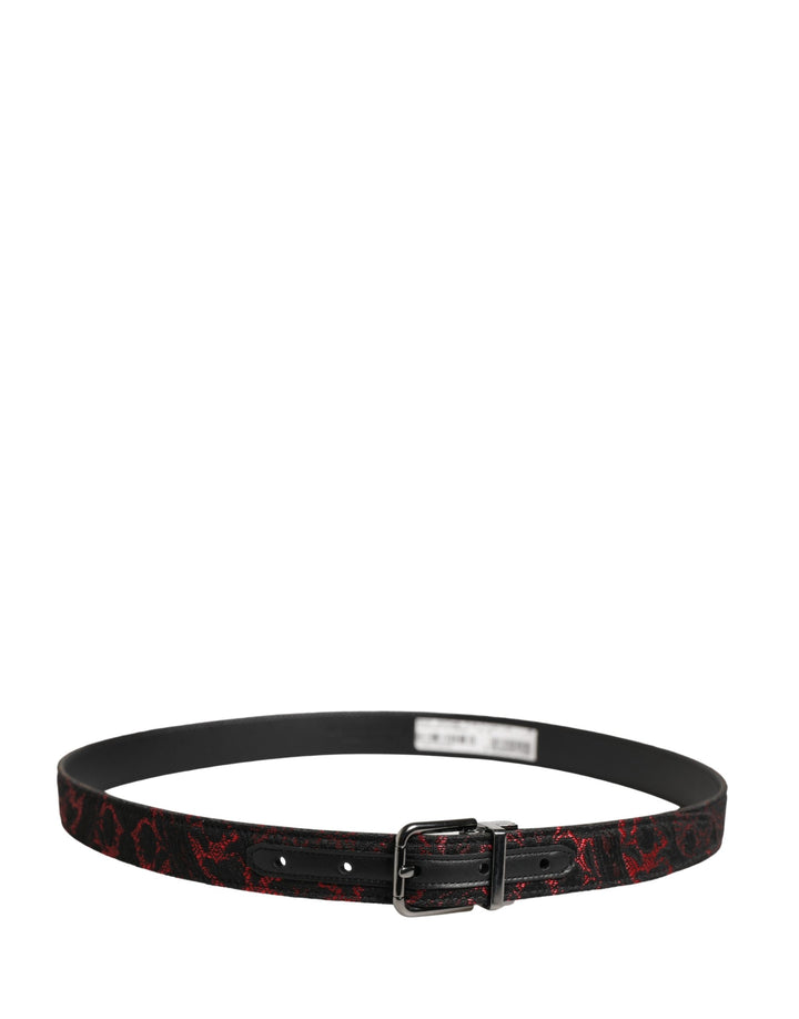 Dolce &amp; Gabbana Black Red Polyester Silver Metal Buckle Belt