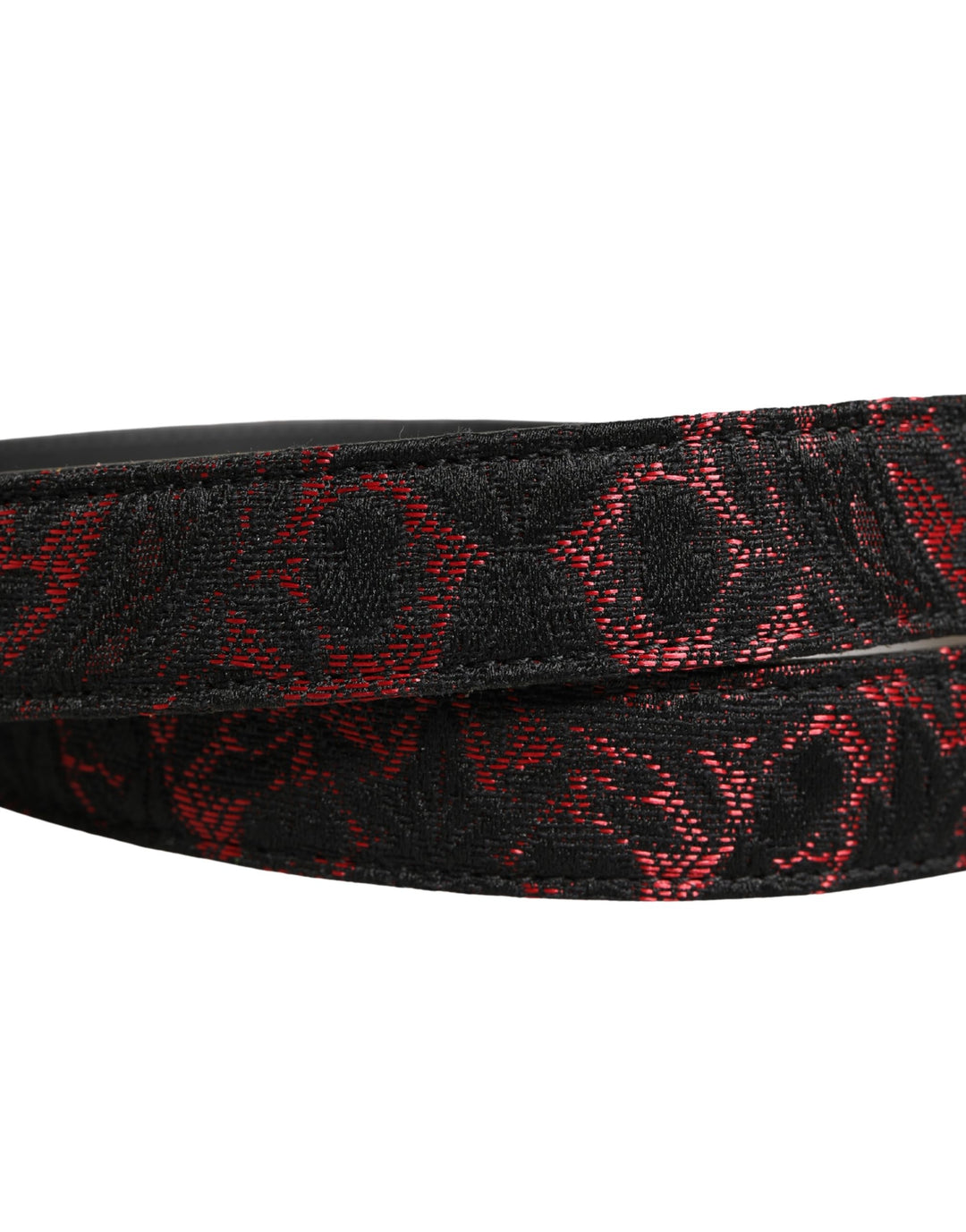 Dolce &amp; Gabbana Black Red Polyester Silver Metal Buckle Belt