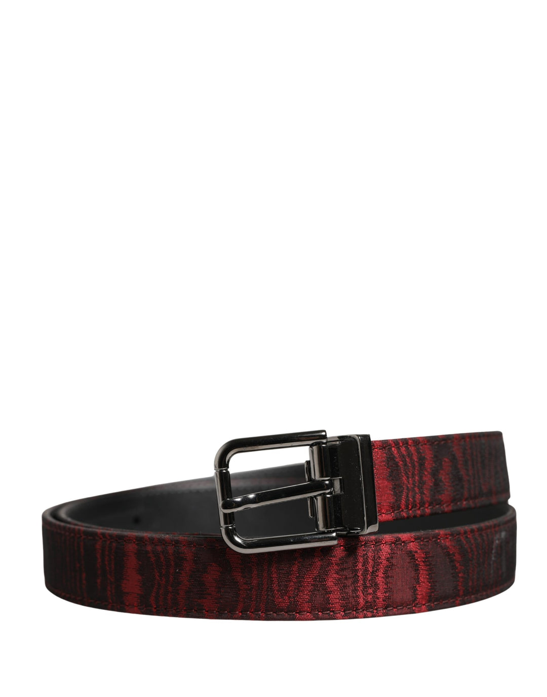 Dolce &amp; Gabbana Men Red Jacquard Acetate Metal Buckle Belt