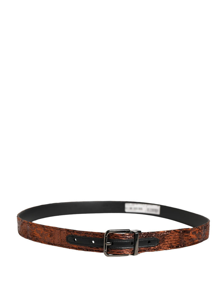 Dolce &amp; Gabbana Men Brown Classic Polyester Metal Buckle Belt