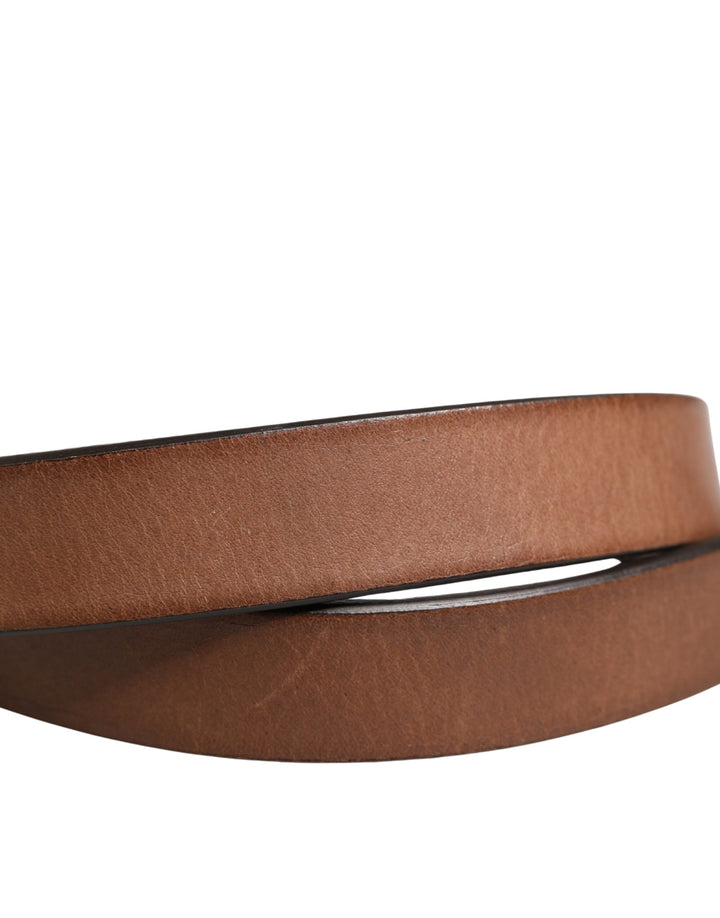 Dolce &amp; Gabbana Men Brown Classic Leather Metal Buckle Belt