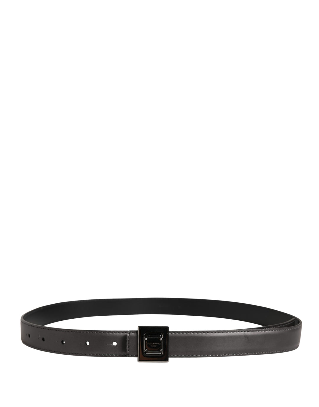 Dolce &amp; Gabbana Men Silver Classic Leather Square Buckle Belt