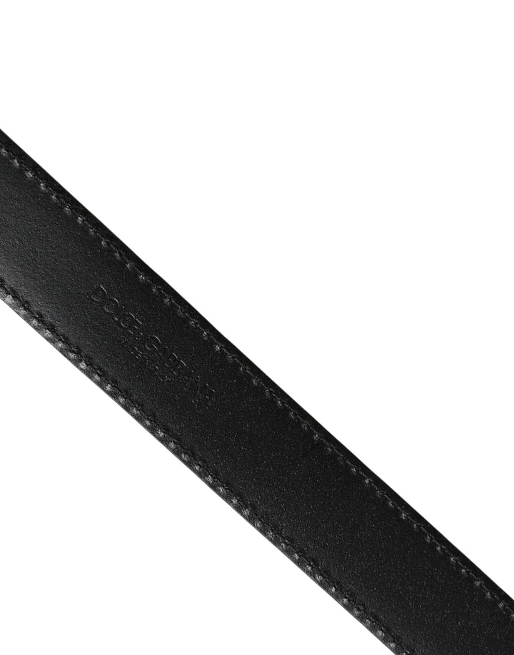 Dolce &amp; Gabbana Men Silver Classic Leather Square Buckle Belt