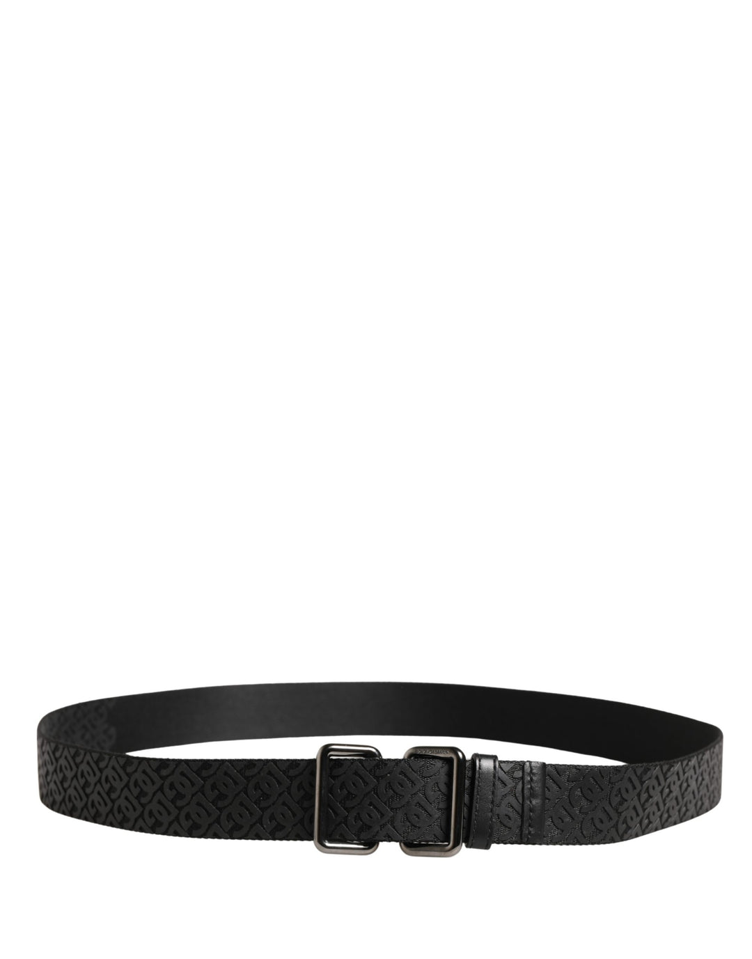 Dolce &amp; Gabbana Men Black DG Logo Polyester Metal Buckle Belt