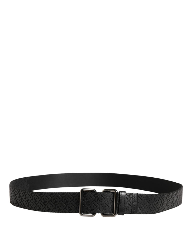 Dolce &amp; Gabbana Men Black DG Logo Polyester Metal Buckle Belt