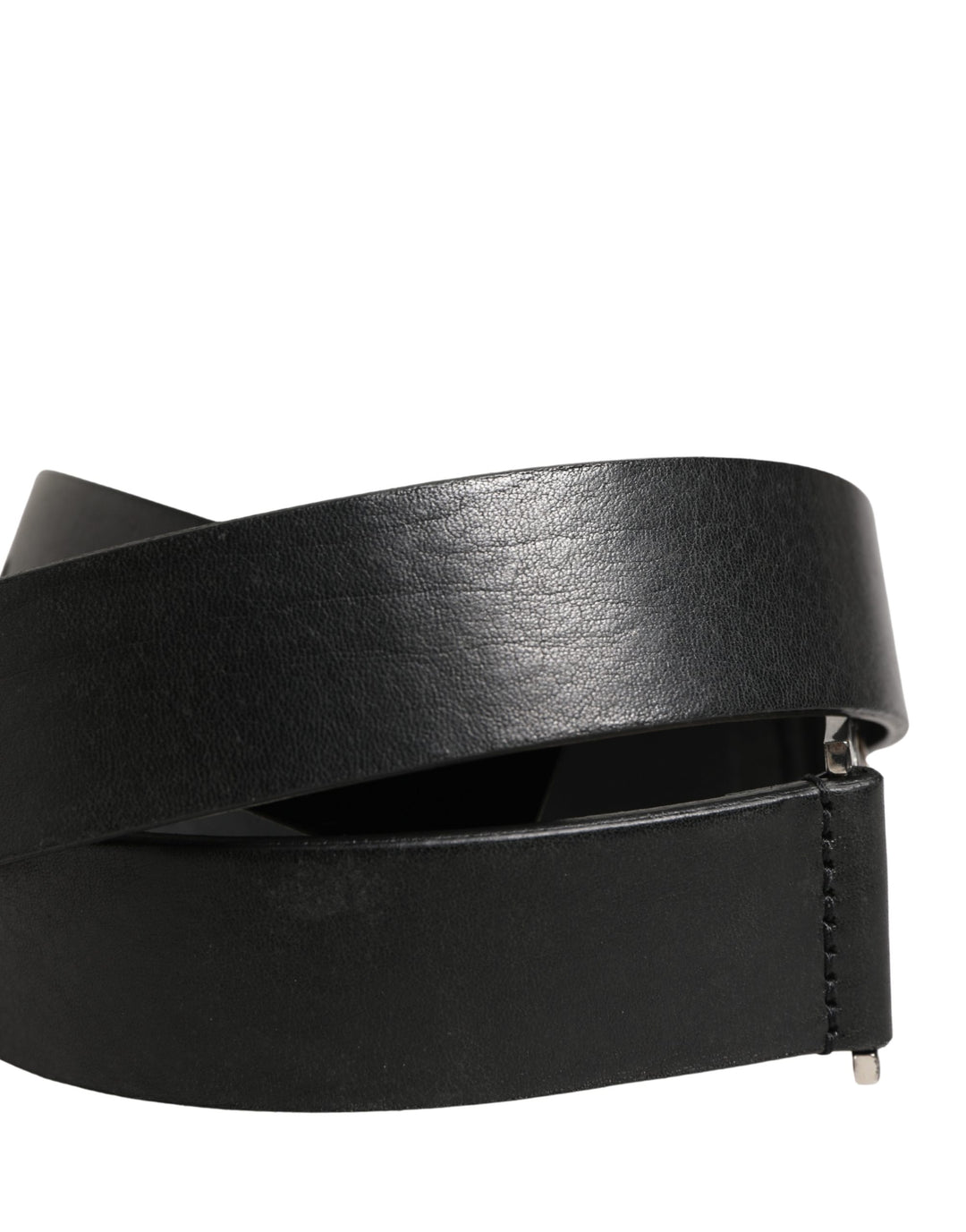 Dolce &amp; Gabbana Men Black Classic Leather Metal Buckle Belt
