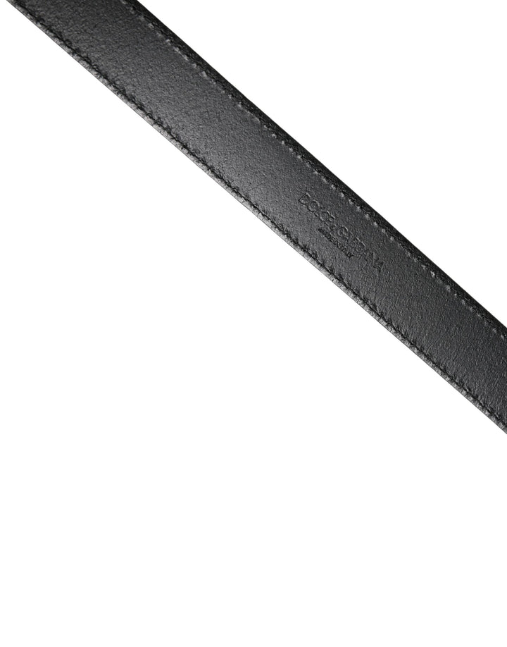 Dolce &amp; Gabbana Men Black Classic Leather Square Buckle Belt