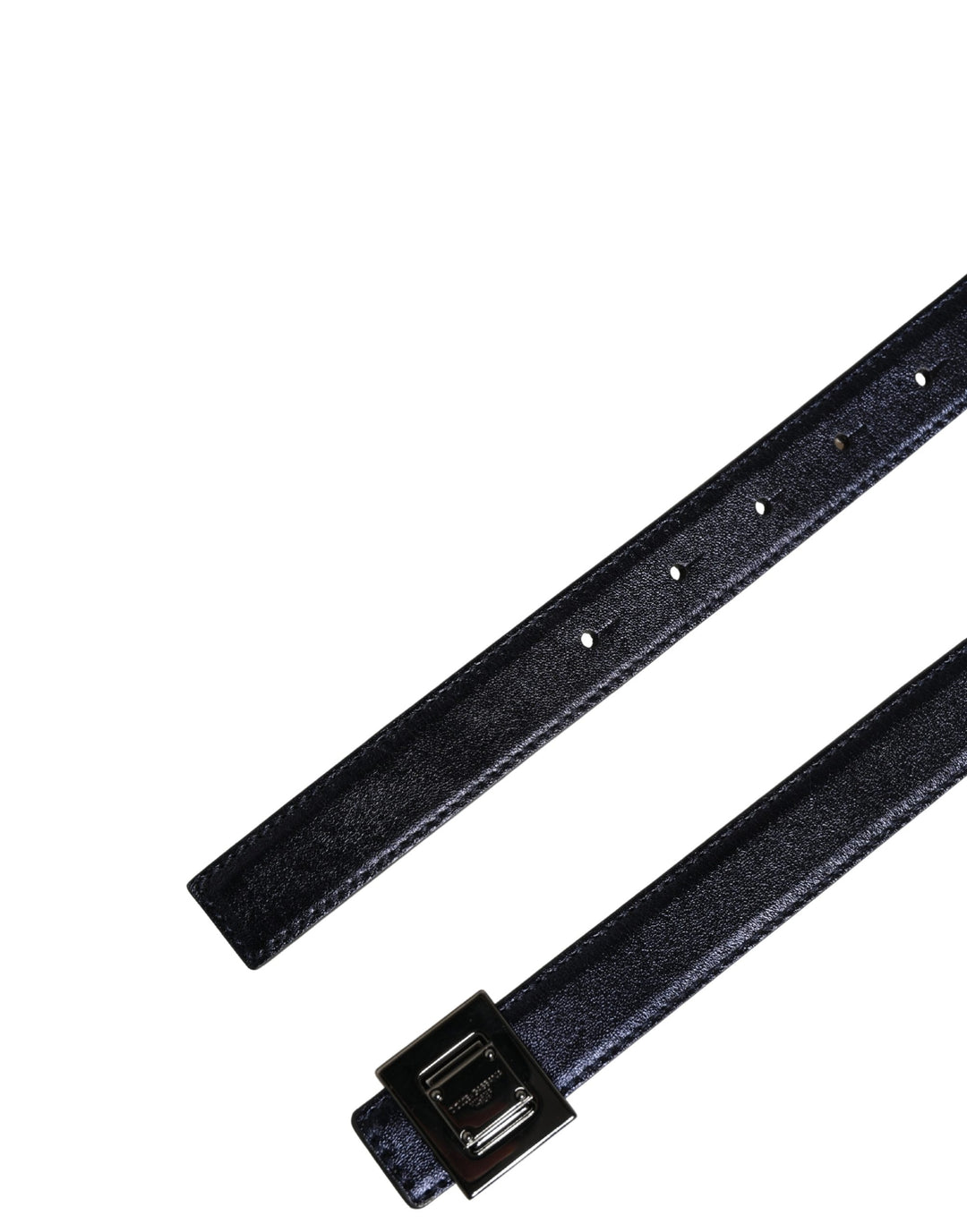Dolce &amp; Gabbana Men Black Classic Leather Square Buckle Belt