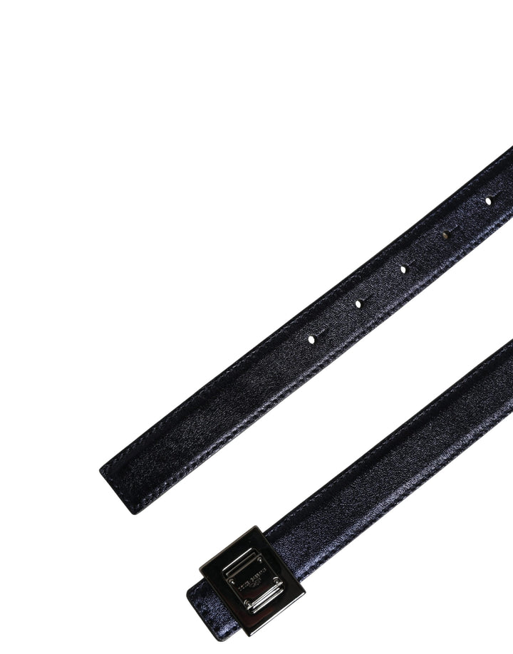 Dolce &amp; Gabbana Men Black Classic Leather Square Buckle Belt