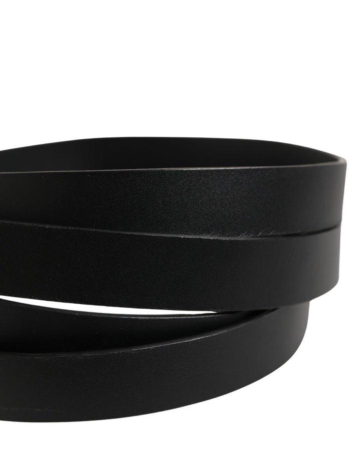 Dolce &amp; Gabbana Black Double Strap Leather Silver Buckle Belt