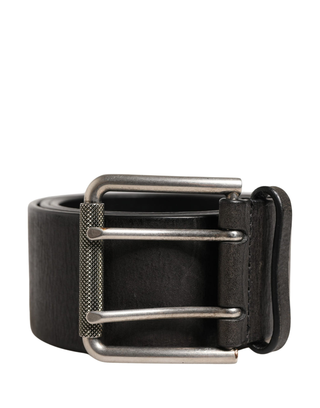 Dolce &amp; Gabbana Men Black Classic Leather Metal Buckle Belt