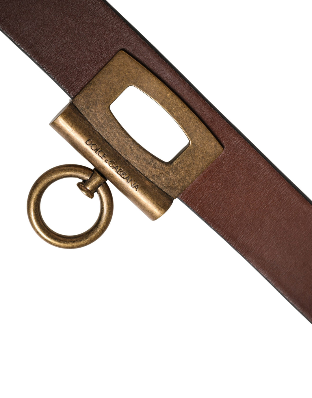Dolce &amp; Gabbana Men Brown Classic Leather Metal Buckle Belt