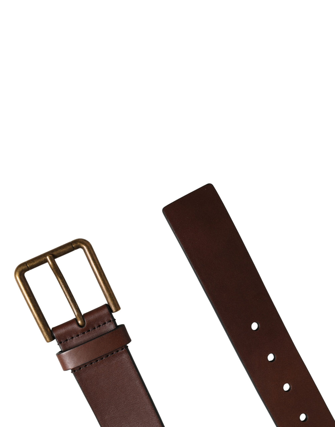 Dolce &amp; Gabbana Men Brown Classic Leather Metal Buckle Belt