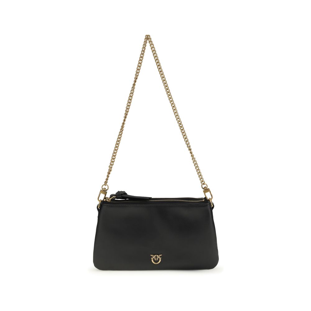 PINKO - Black Calf Leather Bos Taurus Shoulder Bag