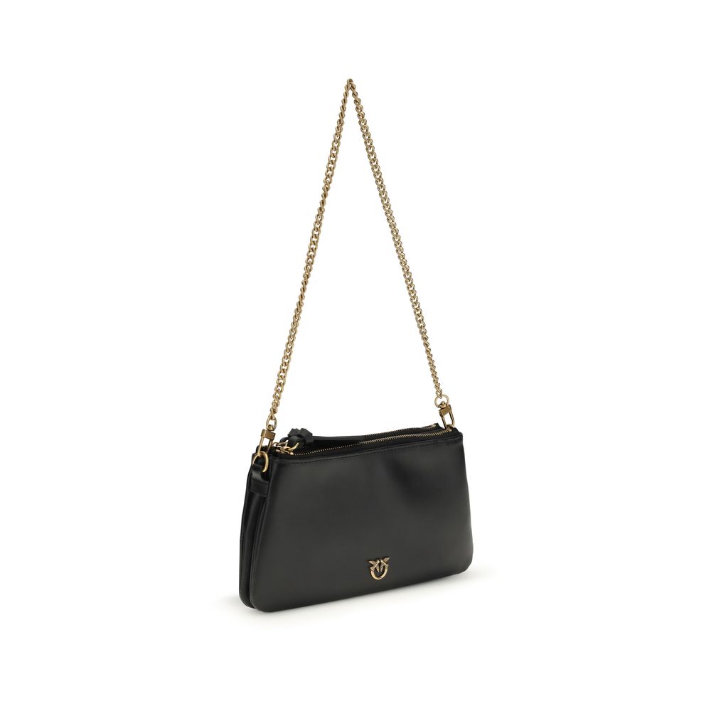 PINKO - Black Calf Leather Bos Taurus Shoulder Bag