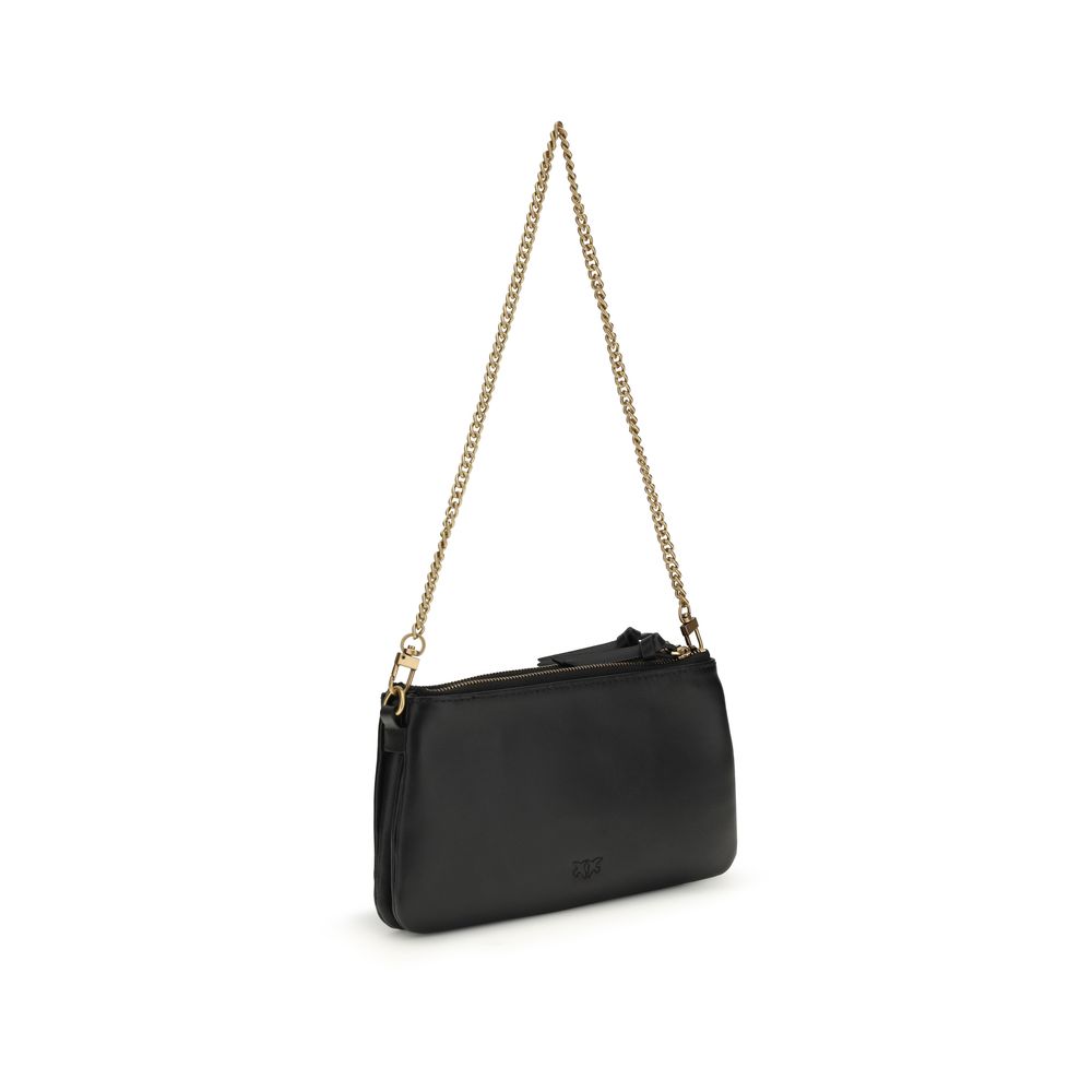 PINKO - Black Calf Leather Bos Taurus Shoulder Bag