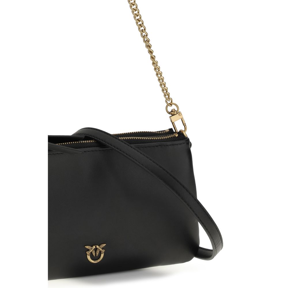 PINKO - Black Calf Leather Bos Taurus Shoulder Bag