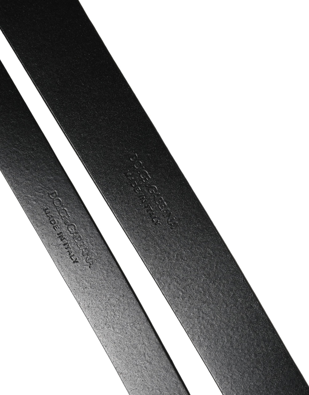 Dolce &amp; Gabbana Black Double Strap Leather Silver Buckle Belt